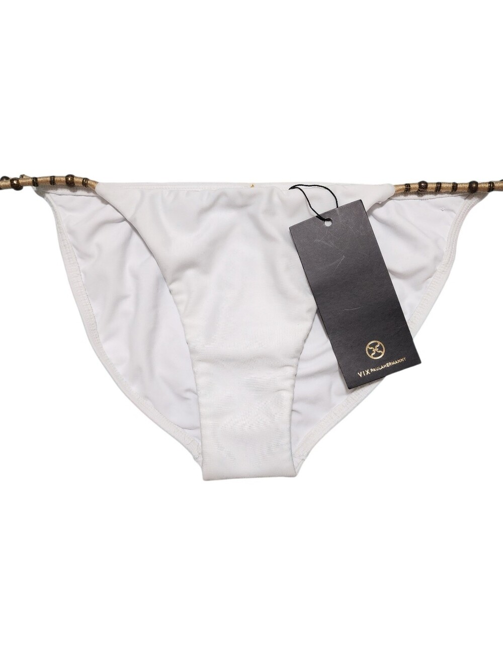 NWT! Vix Paula Hermanny Sz S White Boho Bikini Bottoms